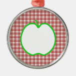 Green Apple with Red and White Check Pattern. ornaments