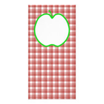 Green Apple with Red and White Check Pattern. Photo Card Template
