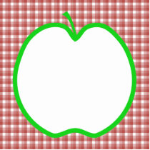 Green Apple with Red and White Check Pattern. Photo Cutouts