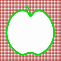 Green Apple with Red and White Check Pattern. Photo Cut Out
