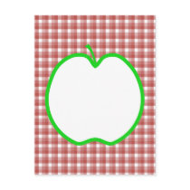 Green Apple with Red and White Check Pattern. Postcard