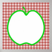 Green Apple with Red and White Check Pattern. Posters