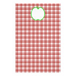 Green Apple with Red and White Check Pattern. stationery