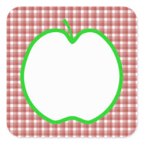 Green Apple with Red and White Check Pattern. Stickers
