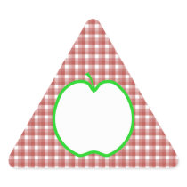 Green Apple with Red and White Check Pattern. Sticker