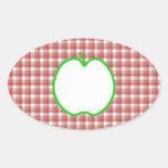 Green Apple with Red and White Check Pattern. stickers