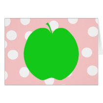 Green Apple with Spotty Background. Greeting Cards