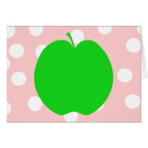 Green Apple with Spotty Background. Greeting Cards