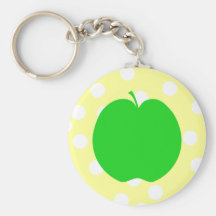 Green Apple with Spotty Background. Key Chains