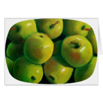 GREEN APPLES IN OIL PASTEL GREETING CARD