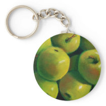 GREEN APPLES IN OIL PASTEL KEYCHAIN