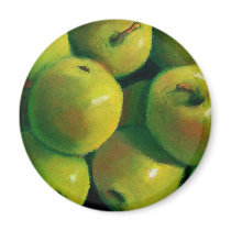 GREEN APPLES IN OIL PASTEL MAGNET