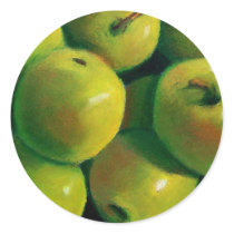 GREEN APPLES IN OIL PASTEL STICKERS