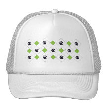Green Argyle Paw Prints Hat
