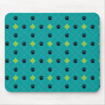 Green Argyle Paw Prints