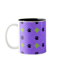 Green Argyle Paw Prints Mugs