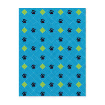 Green Argyle Paw Prints