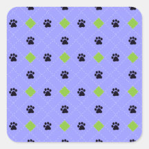Green Argyle Paw Prints Stickers