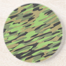 Green Army Camouflage Textured Drink Coasters