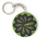 Green Art Deco Pinwheel Keychain