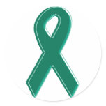 Green Awareness Ribbon Round Stickers
