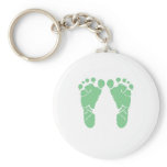 Green baby footprints key chains