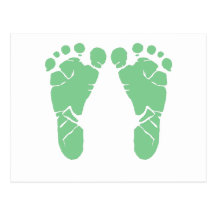 Green baby footprints post card