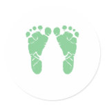 Green baby footprints sticker