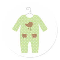 Green Baby Outfit Baby Shower Stickers