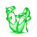 Green Ballet Slippers Round Sticker
