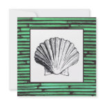 Green Bamboo Sea Shell Wedding Invitation