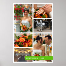Green band 6 multi photo collage memories keepsake poster