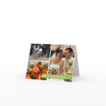 Green band modern 3 photo montage thank you note cards