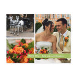 Green band modern 3 photo montage thank you note postcards