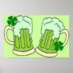 Green Beer Mugs Toast Poster posters