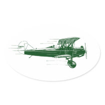 Green Bi Plane Sticker