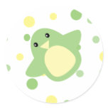Green Bird and Dots Round Stickers