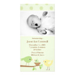 Green Birds Birth Announcement Picture Card