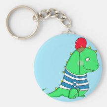 Green birthday Dinosaure with red balloon Keychains