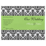 Green, Black, and White Damask Wedding Program flyers