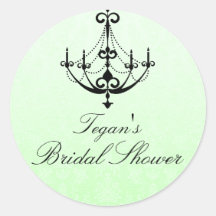 Green & Black Chandelier Bridal Shower Sticker