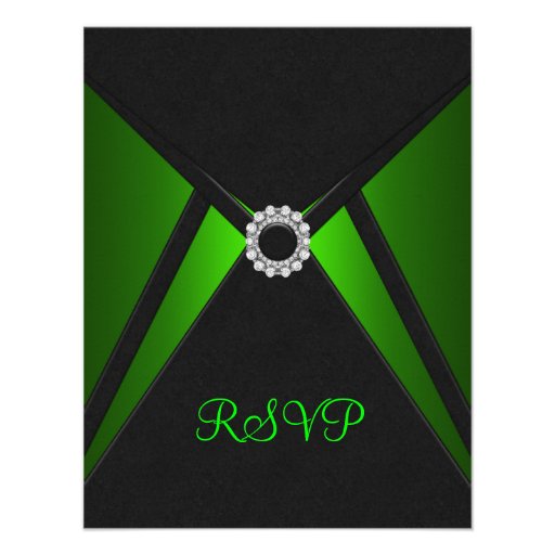 Green Black Elegant RSVP Response Card Custom Announcements