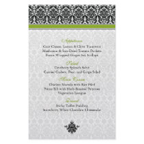 Green, Black, White Damask Menu Card