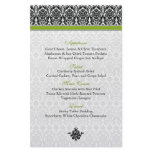 Green, Black, White Damask Menu Card flyers