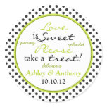 Green Black White Polka Dot Candy Buffet Stickers