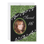 Green & Black Zebra Print Sweet 16 Invitation