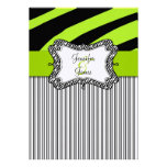 Green Black Zebra Stripes Wedding Invitation