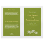Green block palm trees summer wedding program