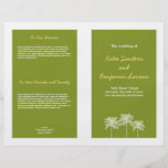 Green block palm trees summer wedding program flyer