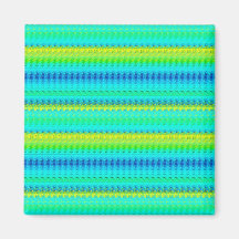 Green blue and yellow pattern fridge magnet